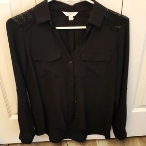 Black dress shirt size small w/lace shoulders